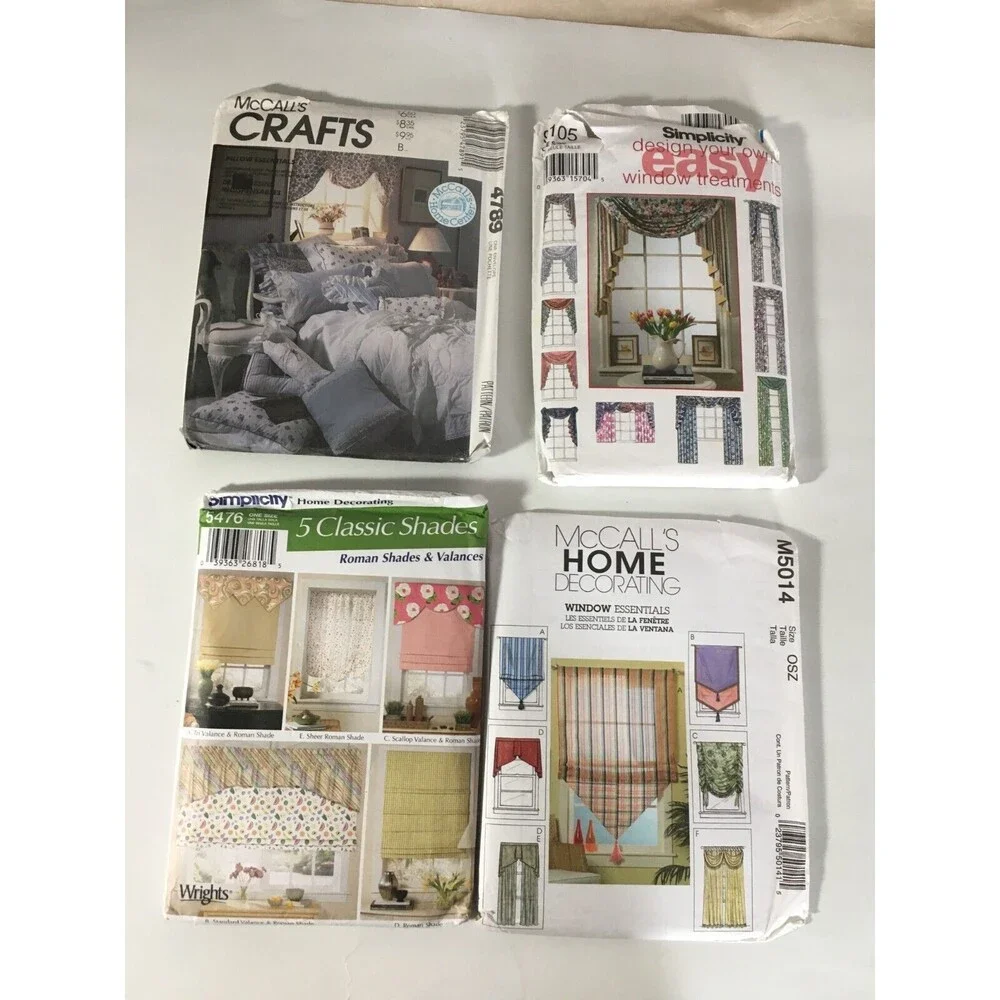 Sewing Patterns Mixed 4 Lot Home Decor Curtains Valance Shades New Uncut A19 - Picture 3 of 4